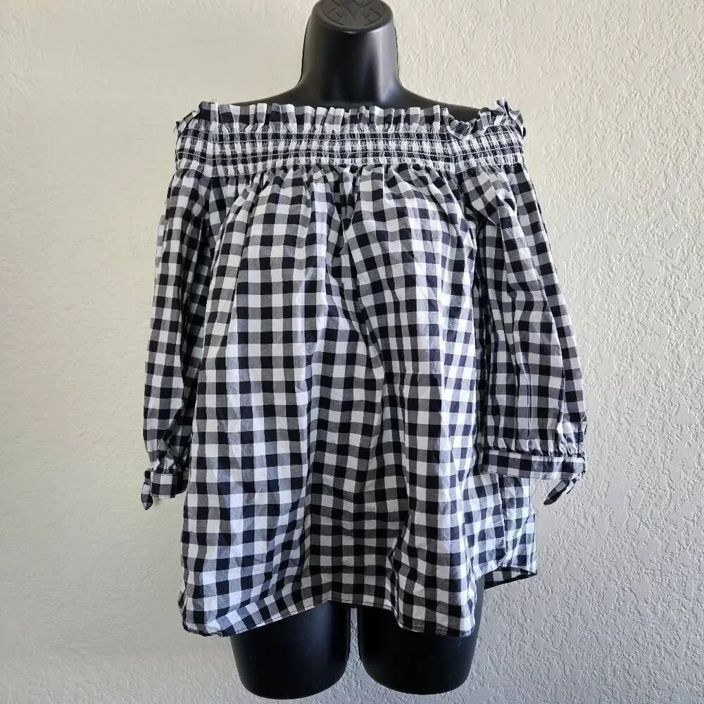 Kate Spade Gingham Off-Shoulder Blouse